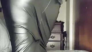 Body Worship, Wetlook Skirt, Though High Nylons, Peep Toe Heels and a Black Lace Bra. Triggered yet??