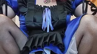 Sissy Maid Candy Fucks Some of Her Dildos While Locked in Chastity