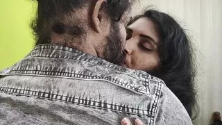 Vaishnavy Saree removal and bra show with boobs kiss and press by Sharun Raj, Mallu hot couple saree removal and boobs kiss,