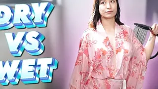 4K See Through Kimono Soaked. Dry vs Wet with Elixir Elf