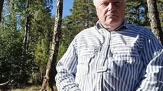 at a public place Chris takes out cock