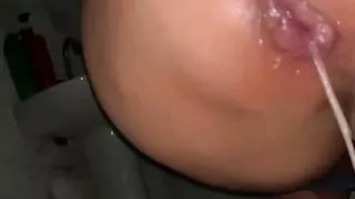 Trans Girl Pulling With Milk In The Ass After Broken