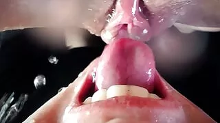 Splash all Over my Face.POV Closeup Licking Creamy PUSSY