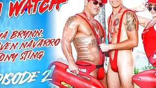 Horny Life Guards Tag Team Hunk Russian Stranger - Draven Navarro, Aliya Brynn, Tony Sting - Biphoria