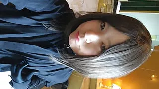 A man's wearing a collar masturbates wearing full-body tights