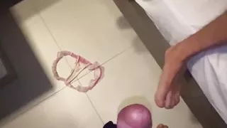 Cuckold husband cumming in handjob while unknown cock fucks his wife without a condom and slaps the ass on the naughty!