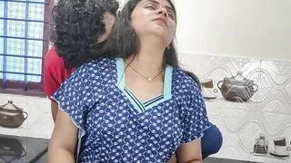 Kitchen nighty romance with sex by Vaishnavy and Sharun Raj, Mallu couple nighty sex, Kitchen sex romance, Mallu sex in kitchen