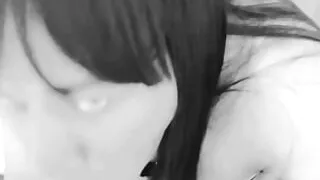 Ebony trans on her knees sucking Huge dildo