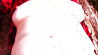 Naked pussy spanking in the woods