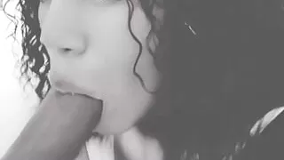 Ebony trans Sucking Realistic dildo