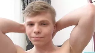 Skinny Blone James T Strips Off And Groans As He Jacks Off His Big Cock!