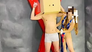 S woman's Halloween Chun-Li cosplay, tying up submissive men, and teasing them with her thighs and hoot job.