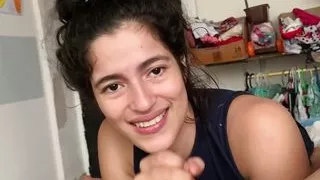 My brother's girlfriend eats my whole cock and swallows the milk