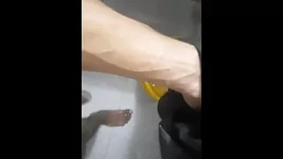 Hot boy masterbating in the bathroom during washing clothes