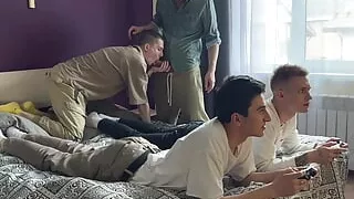 Together with My Stepfather, I Fuck My Console-playing Friends