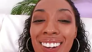 Curvy Ebony with Curly Hair Is Worshiping Big Cock and Giving Her All to It