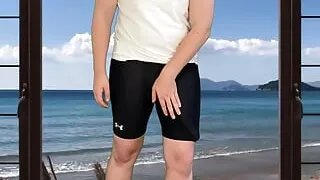 Massive cock cumshot in tight pants