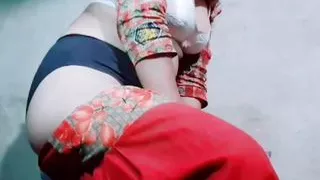 While pressing her breasts over her clothes, she is gradually getting very excited and is removing all the clothes from her body