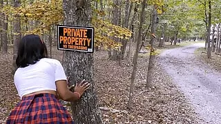 4K- Nina Rivera sucks her teachers dick in his backyard to pass her class