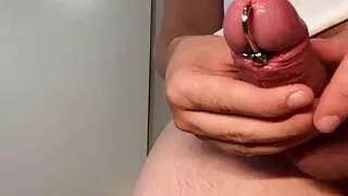 Big dick edging cumshot, utheral stimulation, precum, trimmed bush