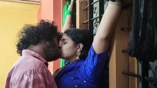 Kerala half saree BDSM hand on window and hot romance with pussy and ass lick romance, Mallu hot sex by Vaishnavy and Sharun Raj