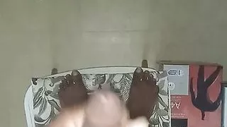 Jim masturbates and explodes lots of cum on the table and floor