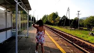 Slutty MILF was whipped in the street for public flashing