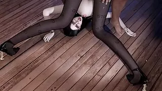 3D hot Asian whore wearing hot pantyhose got her asshole fucked so hard