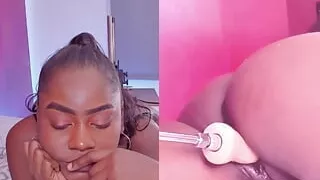 Cam Girl Fucks her Fuck Machine whiles at home alone chatting online p03