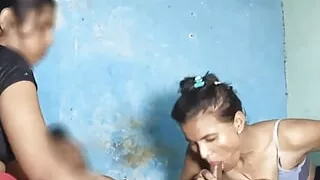 Desi Indian bhabhi blojob threesom video big cock