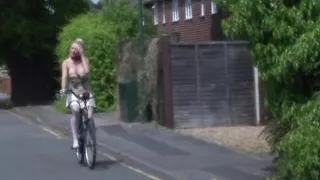 Busty blonde who takes her bicycle to the garage ends up fucking the mechanic