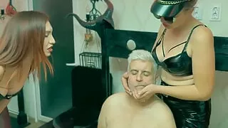 Severe faceslapping Duo - Full power - Slapping extreme Mistress Zeida and Lady Scarlet