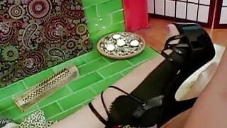 Guy Fingering a Cute Brunette Preparing Her Tight Hole for His Long Cock