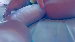 Milf wife cums using big dildo
