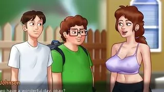 summertimesaga big booby stepmomg gives tight hug & sexy neighbourer by sassyvid21