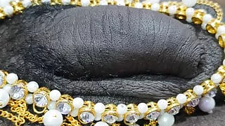 Stepmom handjob to his stepson small dick with jewellery