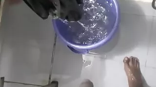 Hot Boy Masterbating in the Bathroom During Washing Clothes Nakedly