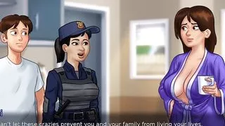 summertimesaga big boobs stepmom in shower & playing with judith's boobs