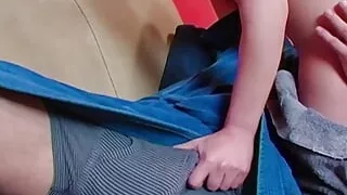 Brunette Crashes on Her Friends Couch and Screws Her Man in the Morning