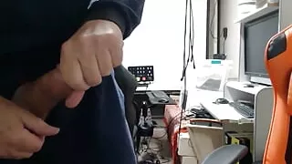 2024 Horny Guy in Pants Masturbates His Cock Until Cumshot