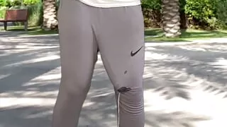 Huge cock in grey sweatpants massive cumshot