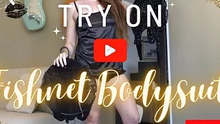 Fishnet Bodysuit Try-On Haul 4k Mirror View  Petite Redhead LeverageURAssets 26PROMO