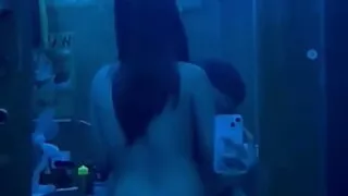 Beautiful girl fucking in front of the mirror so her boyfriend can see her ass going up and down