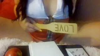 Teacher Welcomes Her Students To Her Naughty Slutty Class Eats Her Apple Riding