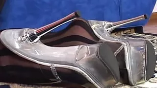 Beautiful lesbo dolls in stockings have fun with dildos