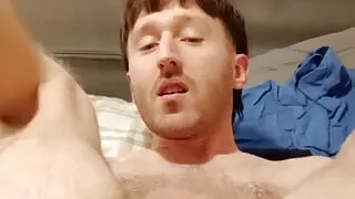 Hairy twink Eric Arkona solo spit gay anal finger fun gape