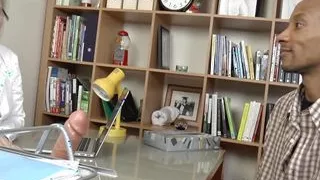 Gynecologist examines husband