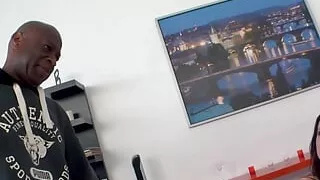 Housewife Chrissy Curves Swallows BBC Cum in Front of Useless Hubby