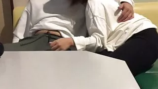 Flirtatious sex in a quiet place with her friend.