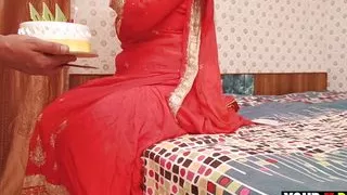 Stepmom cut the cake on her anniversary and fucked with her stepson on special day